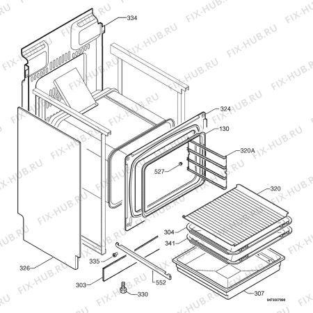 Взрыв-схема плиты (духовки) Electrolux EKC6710W - Схема узла Housing 001